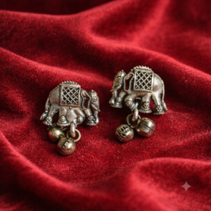 ​Handcrafted Oxidized Silver Jhumka Earrings