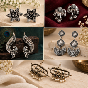 5 Black Polished Earrings Bundle